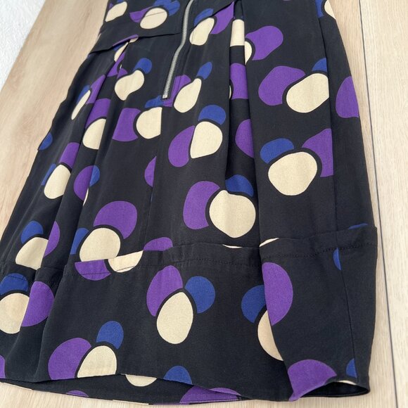 Marc by Marc Jacobs Black & Purple Polka Dot Silk Mini Dress Size 4 /Maximalism - Picture 3 of 16
